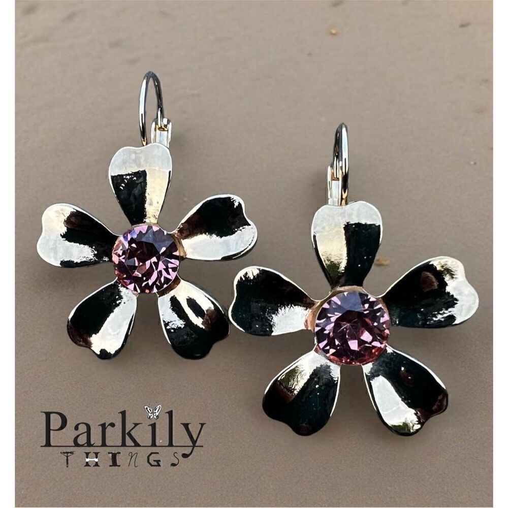 Handcrafted earrings with sparkly Aurora crystal - Picture 6 of 6